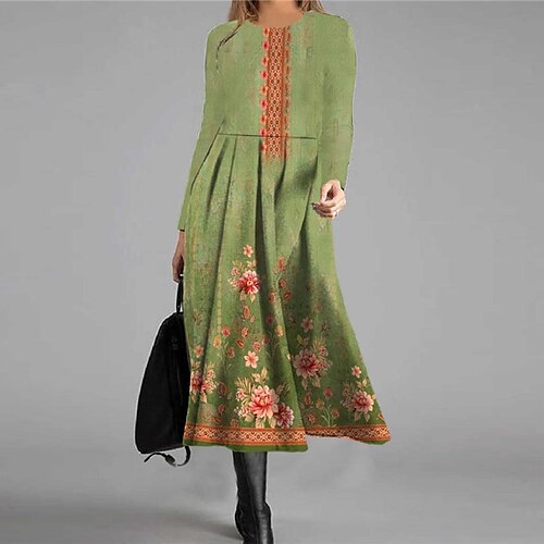 Women's Casual Dress Swing Dress Midi Dress Green Yellow Light Green Red Gray Long Sleeve Floral Pocket Print Winter Fall Vacation Casual Fall Dress 2022 S M L XL XXL 3XL / Winter Dress
Women's Casual Dress Swing Dress Midi Dress Green Yellow Light Green Red Gray Long Sleeve Floral Pocket Print Winter Fall Vacation Casual Fall Dress 2022 S M L XL XXL 3XL / Winter Dress