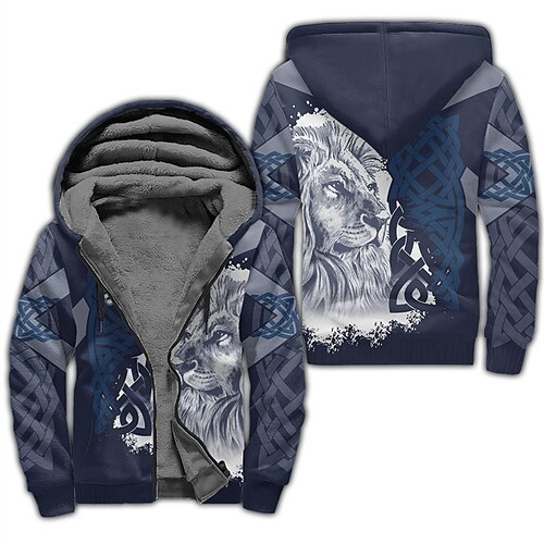 Men's Fleece Jacket Full Zip Hoodie Fleece Hoodie Sherpa Jacket Navy Blue Hooded Lion Graphic Prints Zipper Print Sports & Outdoor Daily Sports 3D Print Fleece Streetwear Designer Casual Winter
Men's Fleece Jacket Full Zip Hoodie Fleece Hoodie Sherpa Jacket Navy Blue Hooded Lion Graphic Prints Zipper Print Sports & Outdoor Daily Sports 3D Print Fleece Streetwear Designer Casual Winter