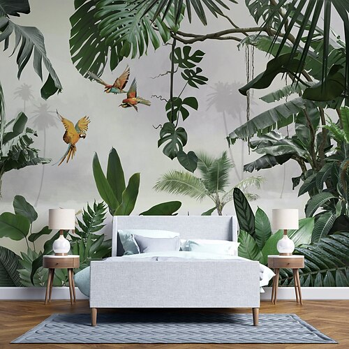 

3D Mural Botanical Wallpaper Tropical Forest- Palm Tree Wall Sticker Covering Print Peel and Stick Removable PVC/Vinyl Self Adhesive/Adhesive Required Wall Decor Wall Mural for Living Room Bedroom