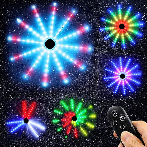 RGB Fireworks LED Lights Dream Color Christmas Lights 96LEDS 18 Modes Firework Lights with Remote Control Starburst Lights for Bedroom Decorations Christmas Party Bar Dorm Wall
RGB Fireworks LED Lights Dream Color Christmas Lights 96LEDS 18 Modes Firework Lights with Remote Control Starburst Lights for Bedroom Decorations Christmas Party Bar Dorm Wall