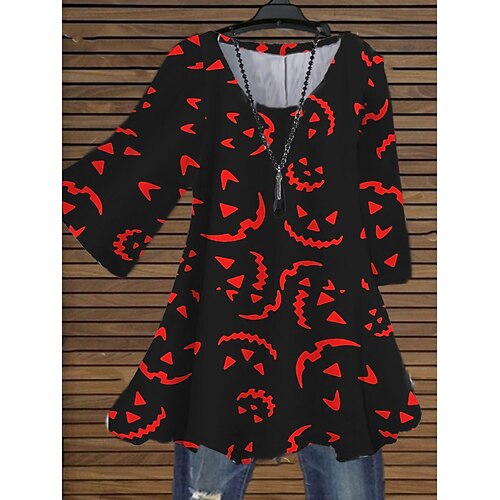 Women's Plus Size Tops Blouse Shirt Skull Pumpkin Print 3/4 Length Sleeve Crewneck Casual Halloween Halloween Daily Cotton Spandex Jersey Fall Winter Yellow Red
Women's Plus Size Tops Blouse Shirt Skull Pumpkin Print 3/4 Length Sleeve Crewneck Casual Halloween Halloween Daily Cotton Spandex Jersey Fall Winter Yellow Red