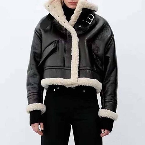 Women's Sherpa jacket Fleece Jacket Faux Leather Jacket Warm Breathable Outdoor Daily Wear Vacation Going out Pocket Fur Collar Single Breasted Turndown Chic & Modern Casual Lady Comfortable Solid
Women's Sherpa jacket Fleece Jacket Faux Leather Jacket Warm Breathable Outdoor Daily Wear Vacation Going out Pocket Fur Collar Single Breasted Turndown Chic & Modern Casual Lady Comfortable Solid