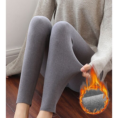 

Women's Fleece Pants Tights Leggings Thermal Underwear Fleece lined Black Wine Fuchsia High Waist Fashion Office Causal High Elasticity Ankle-Length Thermal Warm Solid Color S M L XL 2XL