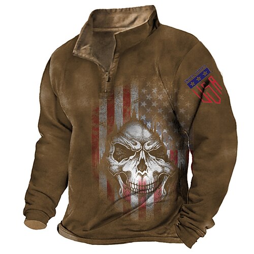 Men's Zip Up Sweatshirt Pullover Quarter Zipper Sweatshirt Brown Half Zip Skull Graphic Prints National Flag Zipper Print Daily Sports 3D Print Basic Designer Casual Spring & Fall Clothing Apparel
Men's Zip Up Sweatshirt Pullover Quarter Zipper Sweatshirt Brown Half Zip Skull Graphic Prints National Flag Zipper Print Daily Sports 3D Print Basic Designer Casual Spring & Fall Clothing Apparel