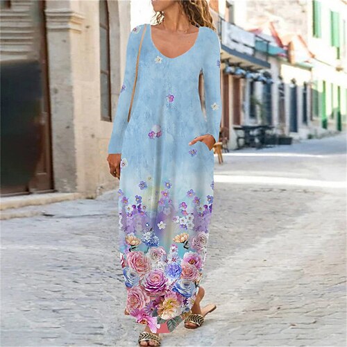 Women's Casual Dress Shift Dress Long Dress Maxi Dress Blue Long Sleeve Floral Pocket Winter Fall Autumn U Neck Winter Dress Weekend Fall Dress 2022 S M L XL XXL 3XL 4XL 5XL 6XL
Women's Casual Dress Shift Dress Long Dress Maxi Dress Blue Long Sleeve Floral Pocket Winter Fall Autumn U Neck Winter Dress Weekend Fall Dress 2022 S M L XL XXL 3XL 4XL 5XL 6XL