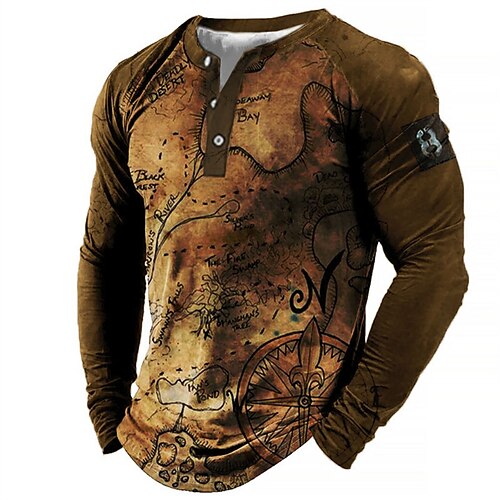 Men's T shirt Tee Henley Shirt Tee Graphic Map Henley Brown 3D Print Outdoor Daily Long Sleeve Patchwork Button-Down Clothing Apparel Basic Designer Casual Classic / Sports
Men's T shirt Tee Henley Shirt Tee Graphic Map Henley Brown 3D Print Outdoor Daily Long Sleeve Patchwork Button-Down Clothing Apparel Basic Designer Casual Classic / Sports