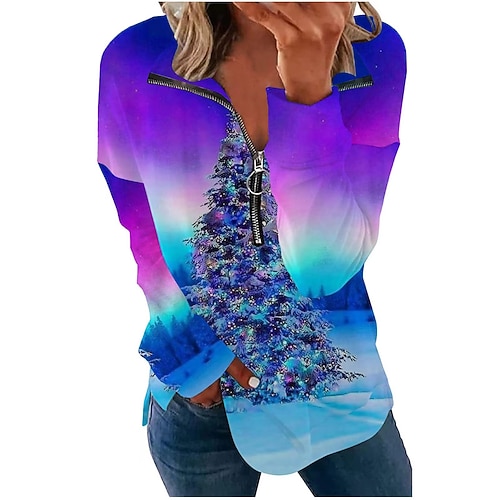 Women's Sweatshirt Casual Christmas Zipper Purple Graphic Snowflake Christmas V Neck Long Sleeve S M L XL XXL 3XL
Women's Sweatshirt Casual Christmas Zipper Purple Graphic Snowflake Christmas V Neck Long Sleeve S M L XL XXL 3XL