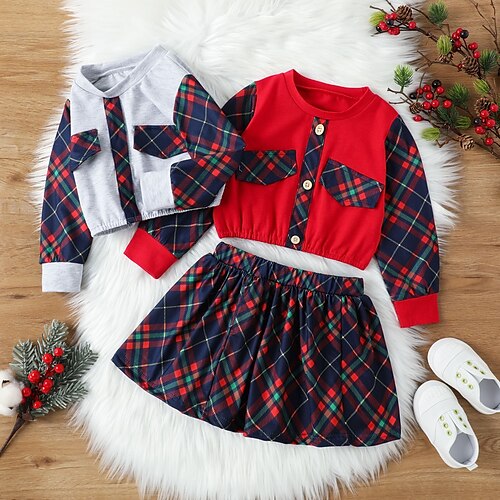 2 Pieces Toddler Girls' Ugly Christmas Plaid Clothing Set Set Long Sleeve Active Outdoor Cotton 3-7 Years Winter Red Gray / Fall / Above Knee
2 Pieces Toddler Girls' Ugly Christmas Plaid Clothing Set Set Long Sleeve Active Outdoor Cotton 3-7 Years Winter Red Gray / Fall / Above Knee