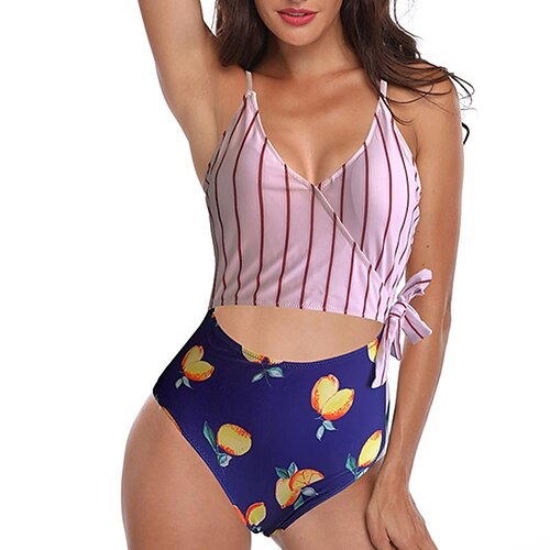 Women's Swimwear One Piece Monokini Bathing Suits Normal Swimsuit Open Back Printing High Waisted Leaf Fruit Orange Navy Blue Strap Bathing Suits New Vacation Fashion / Modern / Stripe
Women's Swimwear One Piece Monokini Bathing Suits Normal Swimsuit Open Back Printing High Waisted Leaf Fruit Orange Navy Blue Strap Bathing Suits New Vacation Fashion / Modern / Stripe