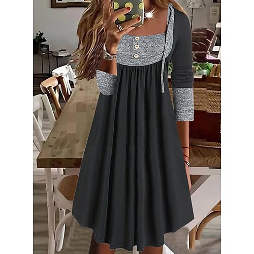 Women's Casual Dress Knee Length Dress Knee Length Dress Black 3/4 Length Sleeve Color Block Ruched Patchwork Button Fall Winter Square Neck Stylish Casual 2022 S M L XL XXL 3XL
Women's Casual Dress Knee Length Dress Knee Length Dress Black 3/4 Length Sleeve Color Block Ruched Patchwork Button Fall Winter Square Neck Stylish Casual 2022 S M L XL XXL 3XL
