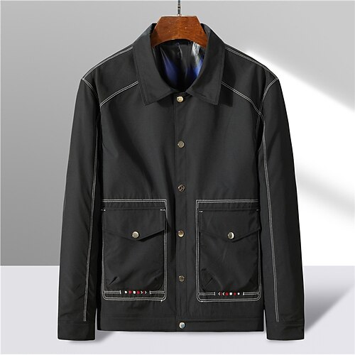 Men's Jacket Daily Wear Vacation Casual Daily Single Breasted Turndown Comfort Zipper Front Leisure Jacket Outerwear Line Pocket Khaki Black
Men's Jacket Daily Wear Vacation Casual Daily Single Breasted Turndown Comfort Zipper Front Leisure Jacket Outerwear Line Pocket Khaki Black