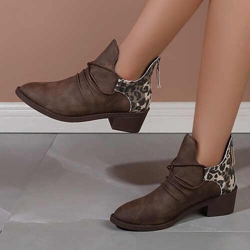 Women's Boots Plus Size Booties Ankle Boots Chunky Heel Pointed Toe PU Leather Zipper Winter Fall Brown
Women's Boots Plus Size Booties Ankle Boots Chunky Heel Pointed Toe PU Leather Zipper Winter Fall Brown