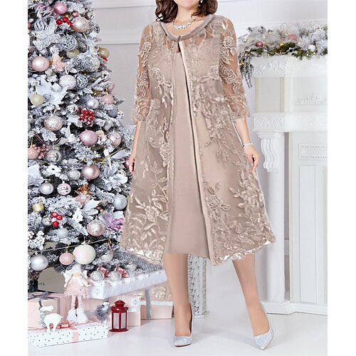 Women's Plus Size Curve Two Piece Dress Party Dress Print Crew Neck 3/4 Length Sleeve Fall Winter Work Midi Dress Formal Vacation Dress
Women's Plus Size Curve Two Piece Dress Party Dress Print Crew Neck 3/4 Length Sleeve Fall Winter Work Midi Dress Formal Vacation Dress
