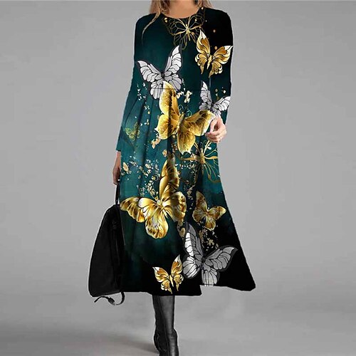 Women's Casual Dress Swing Dress Midi Dress Green Blue Purple Blue Black Long Sleeve Animal Butterfly Pocket Print Winter Fall Vacation Casual Fall Dress 2022 S M L XL XXL 3XL / Winter Dress
Women's Casual Dress Swing Dress Midi Dress Green Blue Purple Blue Black Long Sleeve Animal Butterfly Pocket Print Winter Fall Vacation Casual Fall Dress 2022 S M L XL XXL 3XL / Winter Dress