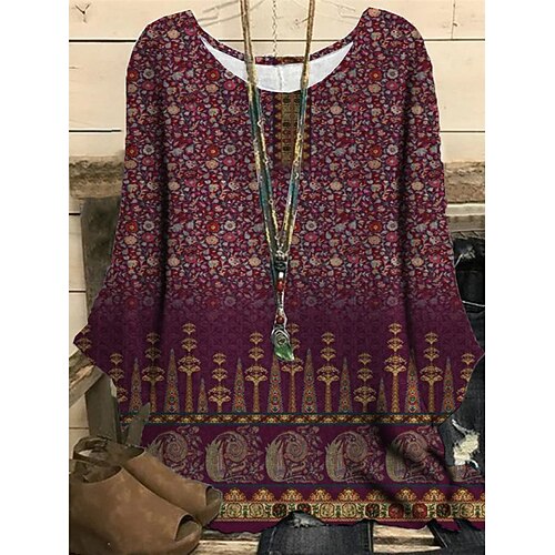 Women's Plus Size Tops Blouse Shirt Floral Print Long Sleeve Crewneck Casual Daily Vacation Polyester Winter Fall Yellow Wine
Women's Plus Size Tops Blouse Shirt Floral Print Long Sleeve Crewneck Casual Daily Vacation Polyester Winter Fall Yellow Wine