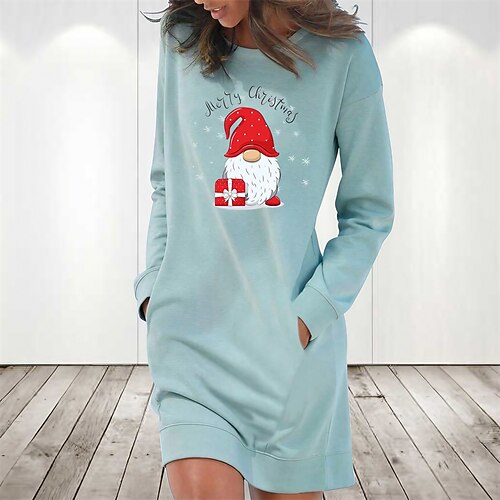 Women's Christmas Hoodie Dress Winter Dress Light Blue Grey White Long Sleeve Letter Santa Claus Pocket Print Winter Fall Crew Neck Stylish Casual Fall Dress Loose Fit 2022 S M L XL 2XL / Cotton
Women's Christmas Hoodie Dress Winter Dress Light Blue Grey White Long Sleeve Letter Santa Claus Pocket Print Winter Fall Crew Neck Stylish Casual Fall Dress Loose Fit 2022 S M L XL 2XL / Cotton