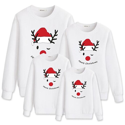 Family Look Christmas Tops Sweatshirt Letter Christmas hat Casual White Long Sleeve Basic Matching Outfits
Family Look Christmas Tops Sweatshirt Letter Christmas hat Casual White Long Sleeve Basic Matching Outfits