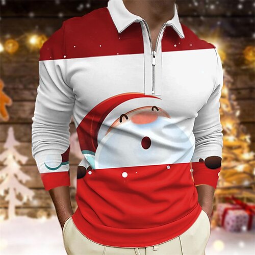 Men's Collar Polo Shirt Golf Shirt Santa Claus Graphic Prints Turndown Red 3D Print Christmas Street Long Sleeve Zipper Print Clothing Apparel Fashion Designer Casual Soft
Men's Collar Polo Shirt Golf Shirt Santa Claus Graphic Prints Turndown Red 3D Print Christmas Street Long Sleeve Zipper Print Clothing Apparel Fashion Designer Casual Soft