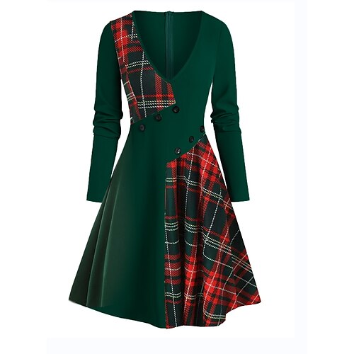 Women's Casual Dress Swing Dress Midi Dress Green Long Sleeve Plaid Button Winter Fall Autumn V Neck Modern Weekend 2022 S M L XL XXL 3XL
Women's Casual Dress Swing Dress Midi Dress Green Long Sleeve Plaid Button Winter Fall Autumn V Neck Modern Weekend 2022 S M L XL XXL 3XL