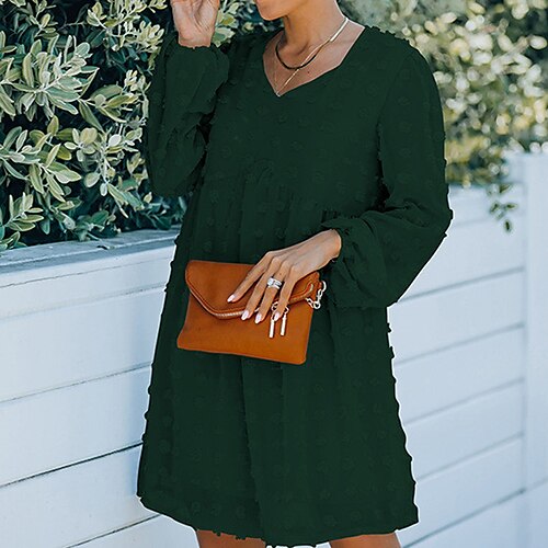 Women's Shift Dress Mini Dress Green Wine Long Sleeve Pure Color Jacquard Winter Fall Autumn V Neck Loose Fit 2022 S M L XL
Women's Shift Dress Mini Dress Green Wine Long Sleeve Pure Color Jacquard Winter Fall Autumn V Neck Loose Fit 2022 S M L XL