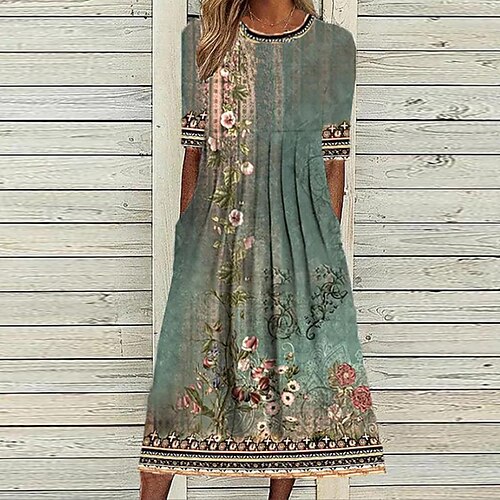 Women's Casual Dress Swing Dress Midi Dress Green Short Sleeve Floral Print Winter Fall Spring Crew Neck Fashion Daily 2022 S M L XL XXL 3XL
Women's Casual Dress Swing Dress Midi Dress Green Short Sleeve Floral Print Winter Fall Spring Crew Neck Fashion Daily 2022 S M L XL XXL 3XL