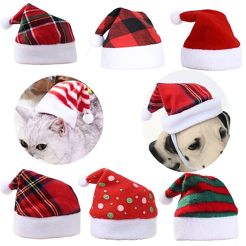 

Dog Cat Bandanas & Hats Polka Dot Color Block Plaid / Check Adorable Stylish Ordinary Casual Daily Outdoor Christmas Winter Dog Clothes Puppy Clothes Dog Outfits Warm Green / Red Wine Red Green