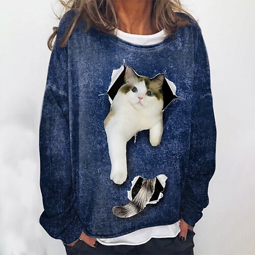 Women's Sweatshirt Pullover Basic Green Blue Khaki Cat Street Round Neck Long Sleeve S M L XL 2XL
Women's Sweatshirt Pullover Basic Green Blue Khaki Cat Street Round Neck Long Sleeve S M L XL 2XL