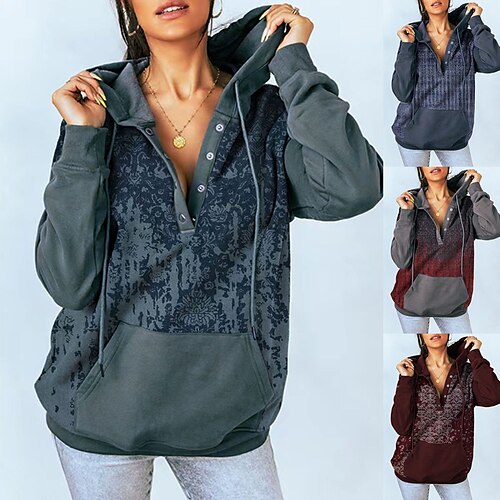 Women's Hoodie Sweatshirt Pullover Basic Button Front Pocket Purple Wine Red Graphic Street Hoodie Long Sleeve S M L XL 2XL 3XL
Women's Hoodie Sweatshirt Pullover Basic Button Front Pocket Purple Wine Red Graphic Street Hoodie Long Sleeve S M L XL 2XL 3XL
