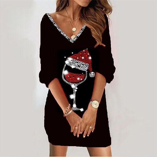 Women's Christmas Sweatshirt Dress Shift Dress Mini Dress Black 3/4 Length Sleeve hat Print Winter Fall V Neck Vacation Casual 2022 S M L XL XXL 3XL
Women's Christmas Sweatshirt Dress Shift Dress Mini Dress Black 3/4 Length Sleeve hat Print Winter Fall V Neck Vacation Casual 2022 S M L XL XXL 3XL