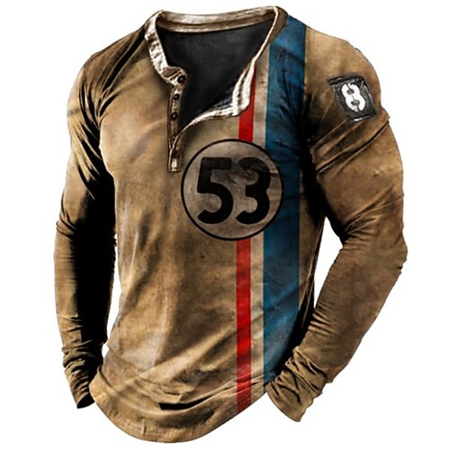 Herren T Shirt Henley Shirt Tee Graphic Gestreift Slogan Henley Braun 3D-Druck Outdoor Täglich Langarm Button-Down Bedruckt Bekleidung Basic Casual Klassisch Groß und hoch / Sport
Herren T Shirt Henley Shirt Tee Graphic Gestreift Slogan Henley Braun 3D-Druck Outdoor Täglich Langarm Button-Down Bedruckt Bekleidung Basic Casual Klassisch Groß und hoch / Sport