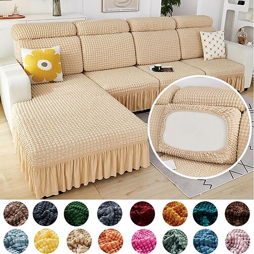 New Seersucker Sofa Seat Cushion Covers Skirt Lace Style for Living Room Stretch L Shaped Corner Armchair Sofa Slipcover Furniture Protector Jacquard popcorn Cushion cover
New Seersucker Sofa Seat Cushion Covers Skirt Lace Style for Living Room Stretch L Shaped Corner Armchair Sofa Slipcover Furniture Protector Jacquard popcorn Cushion cover