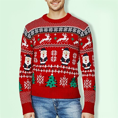 Men's Sweater Ugly Christmas Sweater Pullover Sweater Jumper Ribbed Knit Cropped Knitted Christmas Pattern Crew Neck Keep Warm Modern Contemporary Christmas Work Clothing Apparel Fall & Winter Black
Men's Sweater Ugly Christmas Sweater Pullover Sweater Jumper Ribbed Knit Cropped Knitted Christmas Pattern Crew Neck Keep Warm Modern Contemporary Christmas Work Clothing Apparel Fall & Winter Black