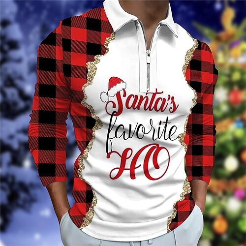 Men's Collar Polo Shirt Golf Shirt Plaid Letter Graphic Prints Turndown Green Red 3D Print Christmas Street Long Sleeve Zipper Print Clothing Apparel Fashion Designer Casual Soft
Men's Collar Polo Shirt Golf Shirt Plaid Letter Graphic Prints Turndown Green Red 3D Print Christmas Street Long Sleeve Zipper Print Clothing Apparel Fashion Designer Casual Soft