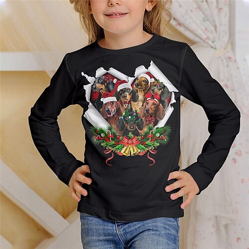 Kids Girls' Christmas T shirt Animal Christmas Gifts 3D Printing Long Sleeve Crewneck Cute 7-13 Years Winter Green Black Dark Green
Kids Girls' Christmas T shirt Animal Christmas Gifts 3D Printing Long Sleeve Crewneck Cute 7-13 Years Winter Green Black Dark Green