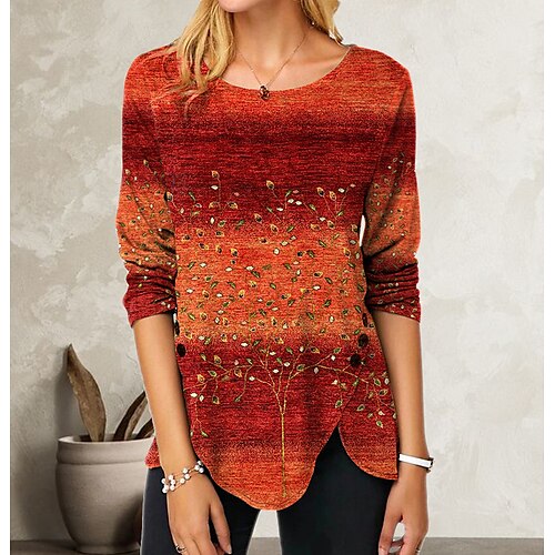 Women's T shirt Tee Yellow Royal Blue Red Floral Print Long Sleeve Holiday Weekend Basic Round Neck Regular Floral Painting S
Women's T shirt Tee Yellow Royal Blue Red Floral Print Long Sleeve Holiday Weekend Basic Round Neck Regular Floral Painting S