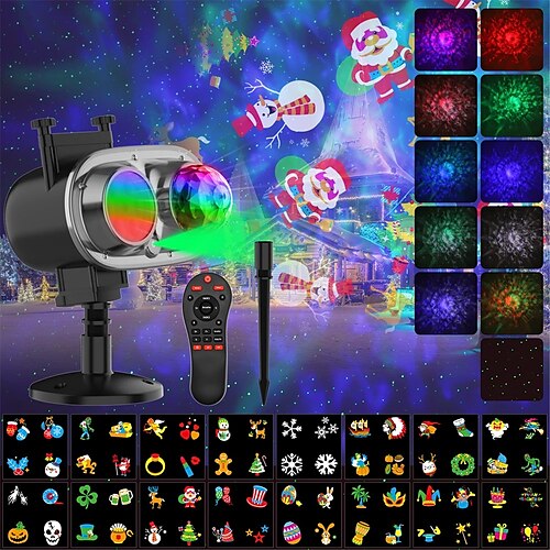 Christmas Projector Lights 2-in-1 Moving Patterns Landscape Waterproof Outdoor Indoor Light with Remote Control for Halloween Birthday Holiday Gathering Party (16 Slides Multicolor)
Christmas Projector Lights 2-in-1 Moving Patterns Landscape Waterproof Outdoor Indoor Light with Remote Control for Halloween Birthday Holiday Gathering Party (16 Slides Multicolor)