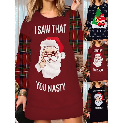 Women's Christmas Ugly Sweatshirt Dress Shift Dress Mini Dress Black Wine White Long Sleeve Plaid Print Winter Fall Autumn Fashion Daily 2022 S M L XL XXL 3XL
Women's Christmas Ugly Sweatshirt Dress Shift Dress Mini Dress Black Wine White Long Sleeve Plaid Print Winter Fall Autumn Fashion Daily 2022 S M L XL XXL 3XL