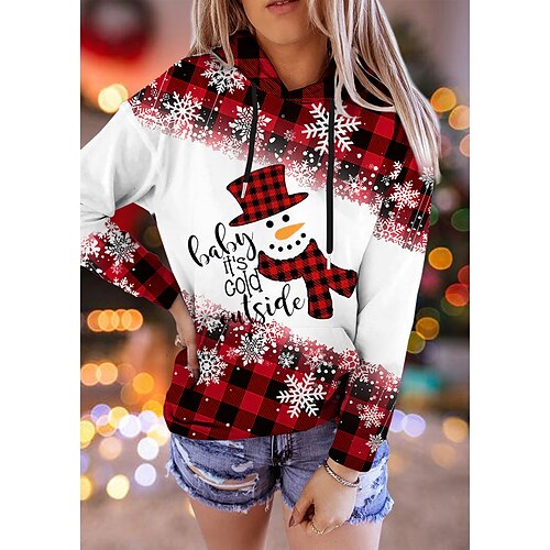 Women's Hoodie Sweatshirt Pullover Streetwear Front Pocket Red Plaid Snowman Snowflake Christmas Hoodie Long Sleeve S M L XL 2XL
Women's Hoodie Sweatshirt Pullover Streetwear Front Pocket Red Plaid Snowman Snowflake Christmas Hoodie Long Sleeve S M L XL 2XL