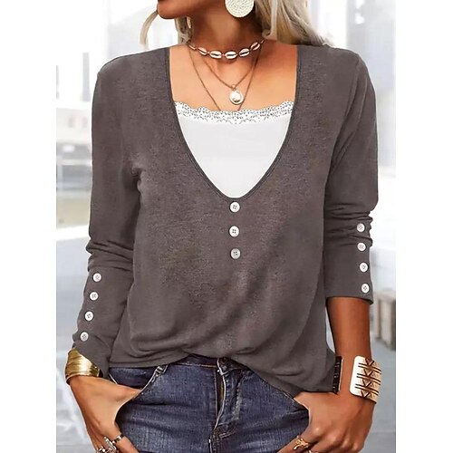 Women's Blouse Shirt Black Blue Purple Color Block Patchwork Button Long Sleeve Casual Basic Square Neck Regular S
Women's Blouse Shirt Black Blue Purple Color Block Patchwork Button Long Sleeve Casual Basic Square Neck Regular S