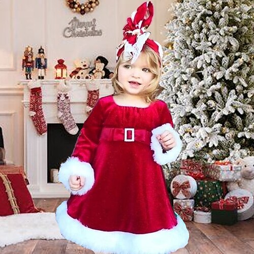Kids Girls' Christmas Dress Solid Colored A Line Dress Knee-length Dress Performance Bow Long Sleeve Princess Dress 2-6 Years Summer Red
Kids Girls' Christmas Dress Solid Colored A Line Dress Knee-length Dress Performance Bow Long Sleeve Princess Dress 2-6 Years Summer Red