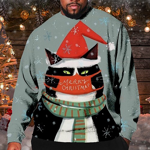 Men's Plus Size T shirt Tee Big and Tall Graphic Crew Neck Long Sleeve Spring & Fall Basic Fashion Streetwear Comfortable Christmas Casual Tops / Cat
Men's Plus Size T shirt Tee Big and Tall Graphic Crew Neck Long Sleeve Spring & Fall Basic Fashion Streetwear Comfortable Christmas Casual Tops / Cat