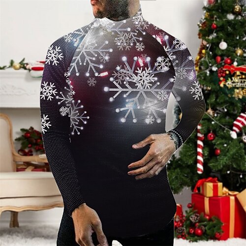 Men's T shirt Tee Graphic Ugly Christmas Turtleneck Black Blue 3D Print Outdoor Christmas Long Sleeve Print Clothing Apparel Basic Streetwear Comfortable
Men's T shirt Tee Graphic Ugly Christmas Turtleneck Black Blue 3D Print Outdoor Christmas Long Sleeve Print Clothing Apparel Basic Streetwear Comfortable