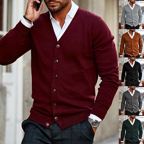 Men's Sweater Cardigan Sweater Ribbed Knit Cropped Knitted Solid Color V Neck Basic Stylish Outdoor Daily Clothing Apparel Winter Fall Green Black S M L
Men's Sweater Cardigan Sweater Ribbed Knit Cropped Knitted Solid Color V Neck Basic Stylish Outdoor Daily Clothing Apparel Winter Fall Green Black S M L