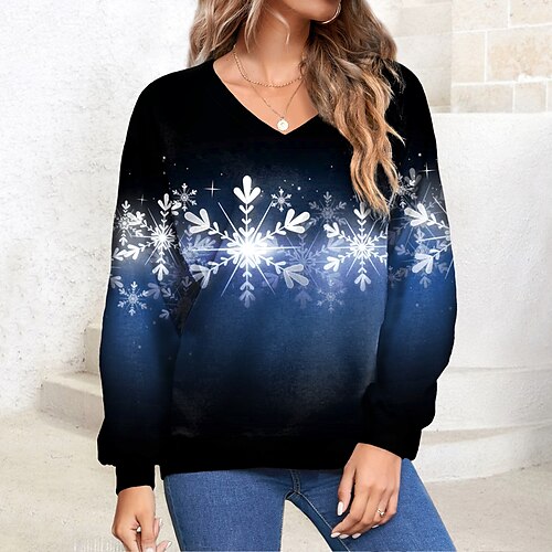 Women's Sweatshirt Pullover Streetwear Green Blue Purple Snowflake Christmas V Neck Long Sleeve S M L XL 2XL
Women's Sweatshirt Pullover Streetwear Green Blue Purple Snowflake Christmas V Neck Long Sleeve S M L XL 2XL