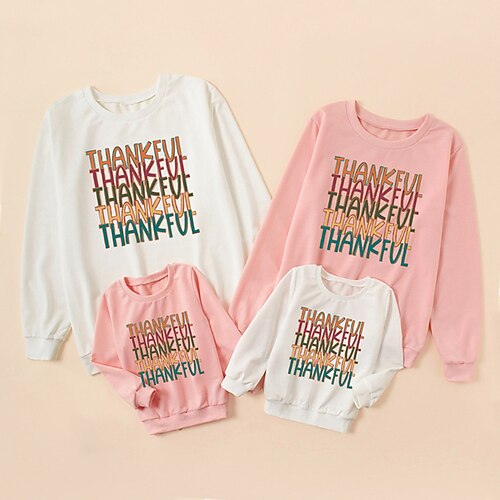 Family Look Thanksgiving Sweatshirt Letter Daily Print Multicolor Long Sleeve Daily Matching Outfits
Family Look Thanksgiving Sweatshirt Letter Daily Print Multicolor Long Sleeve Daily Matching Outfits