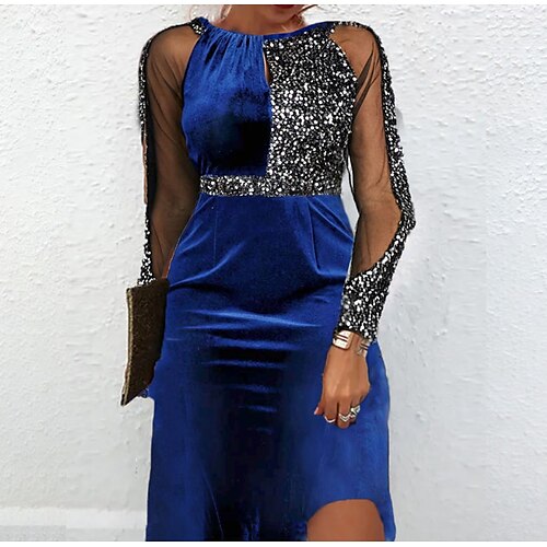 Women's A Line Dress Mini Dress Blue Long Sleeve Pure Color Sequins Winter Fall Autumn Crew Neck Stylish Date 2022 S M L XL 2XL 3XL
Women's A Line Dress Mini Dress Blue Long Sleeve Pure Color Sequins Winter Fall Autumn Crew Neck Stylish Date 2022 S M L XL 2XL 3XL