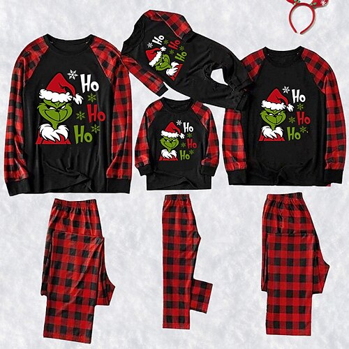 Christmas Pajamas Family Plaid Letter Home Black Long Sleeve Basic Matching Outfits
Christmas Pajamas Family Plaid Letter Home Black Long Sleeve Basic Matching Outfits