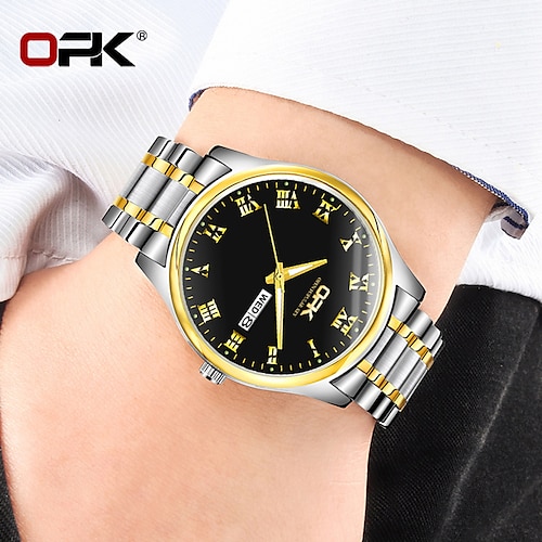 

OPK Brand Wrist Watch Quartz Watch for Women Men Analog Quartz Sporty Stylish Casual Waterproof Calendar Noctilucent Alloy Stainless Steel Classic Theme Fashion