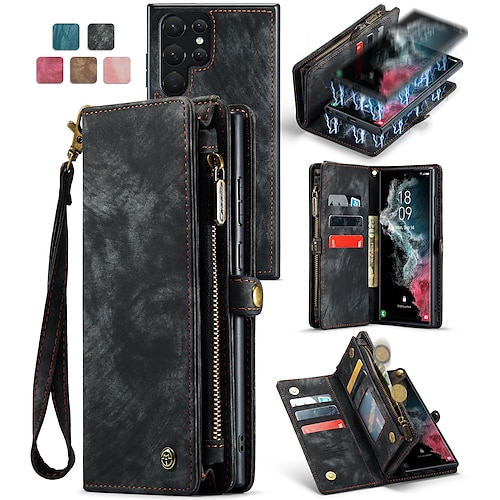 

CaseMe Leather Flip Phone Case For Samsung Galaxy S22 S21 S20 Plus Ultra FE A72 A52 A42 A32 Magnetic Detachable 2 in 1 Multi-Functional Card Stand Wallet Full Body Protective Case