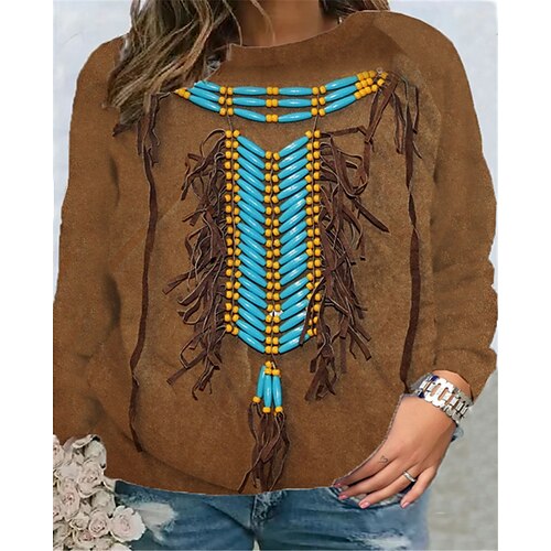 Women's Plus Size Tops Pullover Sweatshirt Tribal Print Long Sleeve Crew Neck Vintage Ethnic Casual Daily Going out Polyester Winter Fall khaki
Women's Plus Size Tops Pullover Sweatshirt Tribal Print Long Sleeve Crew Neck Vintage Ethnic Casual Daily Going out Polyester Winter Fall khaki